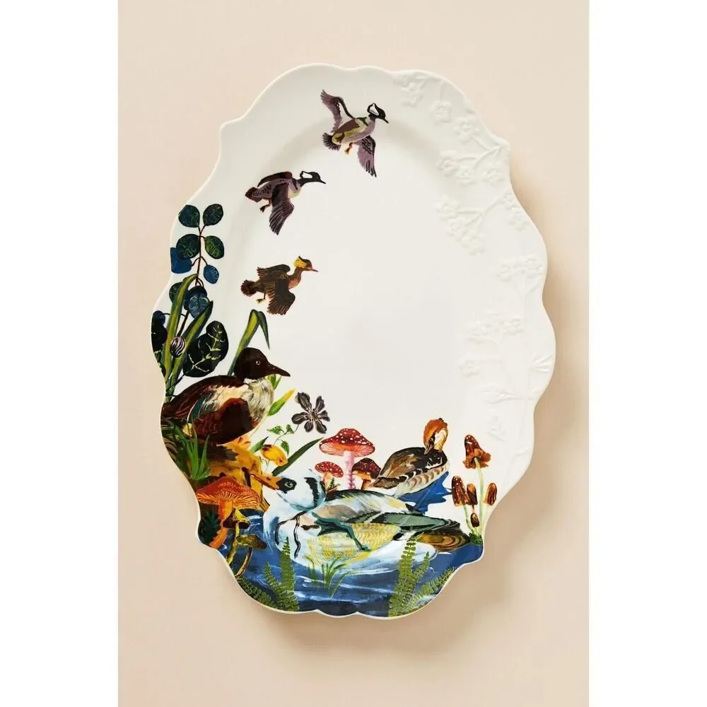 Anthropologie Nathalie Lete Marais Handpainted Stoneware Platter